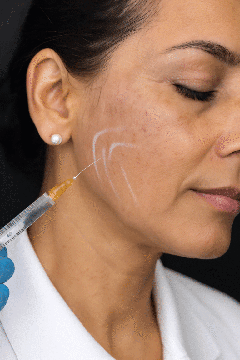 Aplicación de bioestimuladores en pómulos para aportar volumen y reafirmar el rostro